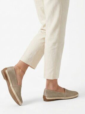 PAUL GREEN LAYLA ESPADRILLE SLIP ON FLAT IN BEIGE GREY - 9